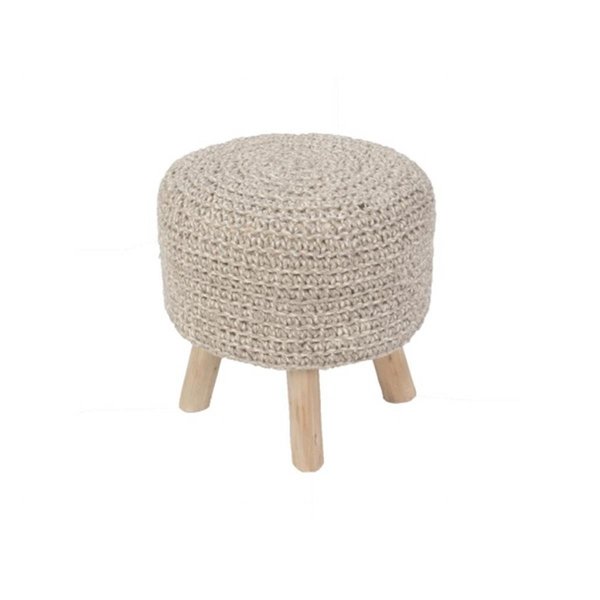 Jaipur Rugs Solid Neutral Wool Pouf Ottoman - 16 x 16 x 16 in. POF100349